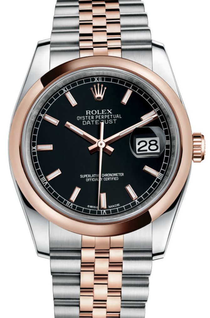 Rolex 116201 bksj Datejust 36mm Steel and Everose Gold