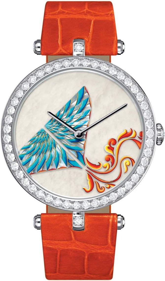 Van Cleef & Arpels Kite White MOP Orange Croco Extraordinary Dials Les Cadrans Extraordinaires