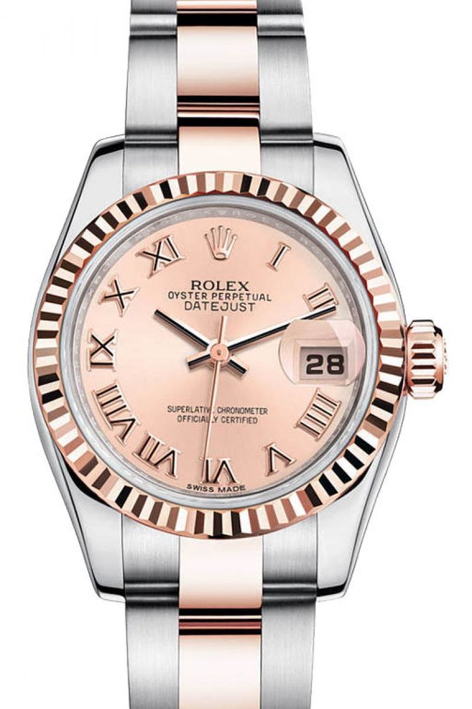 Rolex M179171-0068 Datejust Ladies 26mm Everose Gold Steel